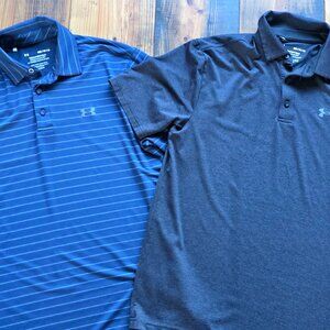 Under Amour Men's Playoff Polo Golf Shirt / Lot of 2 /  Black/ Blue/ Medium